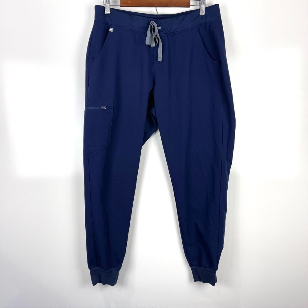 Figs Navy Jogger Track Pants with Gray Drawstring
